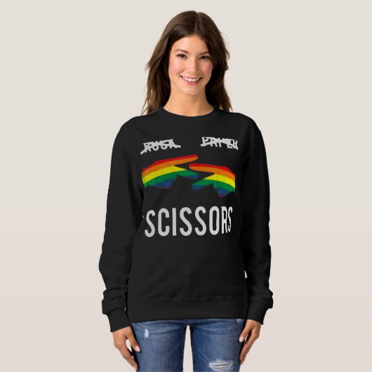 Sweatshirt Ciseaux de papier rock Lesbian Pride Rainbow Lgbt (Devant entier)