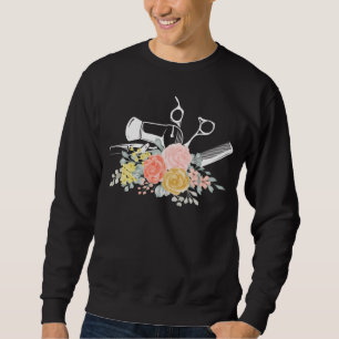 Sweatshirt Ciseaux Fleur Femmes Coiffeuse Stylo Coiffeuse