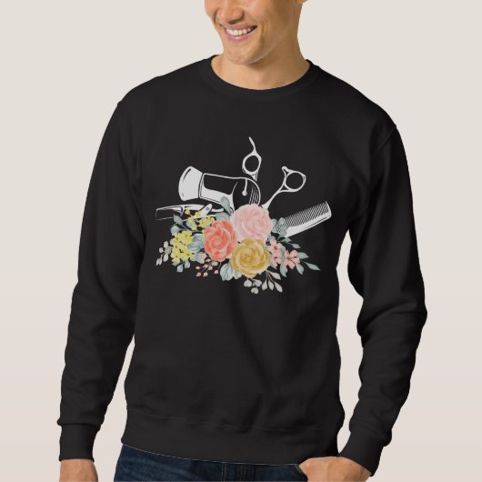 Sweatshirt Ciseaux Fleur Femmes Coiffeuse Stylo Coiffeuse (Devant)