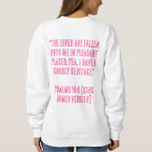 Sweatshirt Citation Chrétienne Drôle. Magenta (Dos)