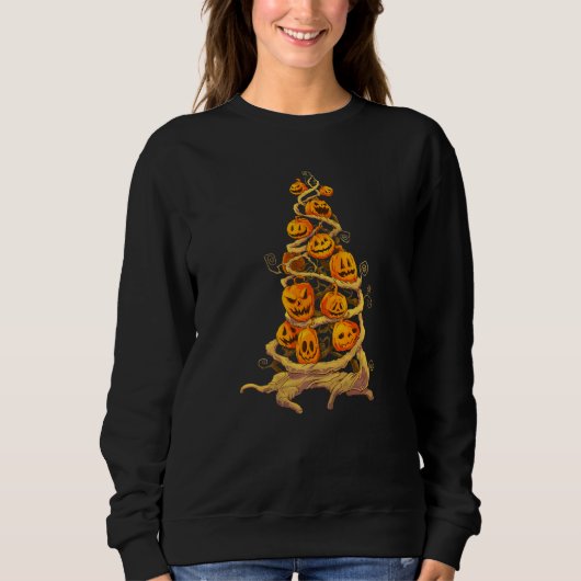 Sweatshirt Citrouille Arbre Patch Jackolantern Automne Hallow (Devant)