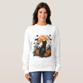 Sweatshirt Citrouille Chat Noir Halloween (Devant entier)