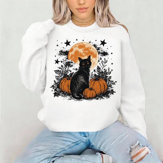 Sweatshirt Citrouille Chat Noir Halloween