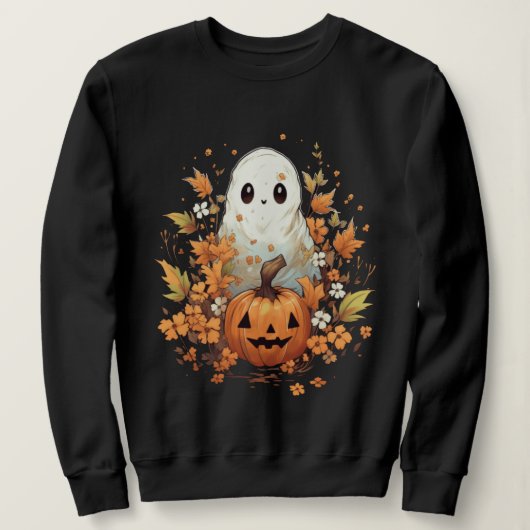 Sweatshirt Citrouille de fantôme Éffrayant Halloween (Design devant)
