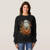 Sweatshirt Citrouille de fantôme Éffrayant Halloween (Devant entier)