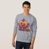 Sweatshirt citrouille d'Halloween en pixel art (Devant entier)