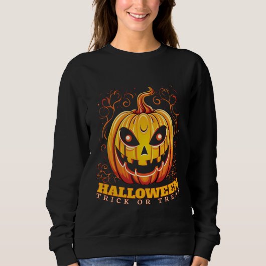 Sweatshirt Citrouille d'Halloween Jack-O-Lantern (Devant)