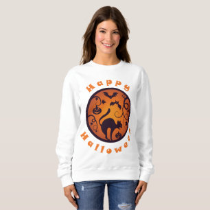 Sweatshirt Citrouille d'Halloween lanterne chat noir araignée