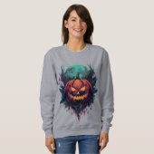 Sweatshirt Citrouille éffrayant en Pleine lune (Devant entier)