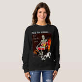 Sweatshirt Citrouille et flamme amicale de squelette d'Hallow (Devant entier)