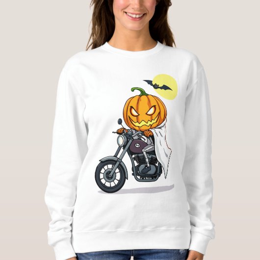 Sweatshirt Citrouille fait de la moto (Devant)