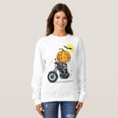 Sweatshirt Citrouille fait de la moto (Devant entier)