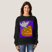 Sweatshirt Citrouille fantôme Art d'Halloween Abstrait à port (Devant entier)