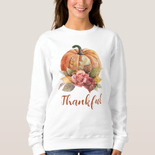 Sweatshirt Citrouille orange reconnaissante automne floral Th