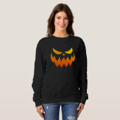 Sweatshirt Citrouille Visage de Jack O Lantern Orange Mignon (Devant entier)