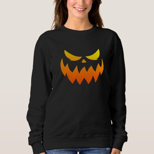 Sweatshirt Citrouille Visage de Jack O Lantern Orange Mignon (Devant)