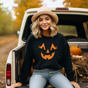 Sweatshirt Citrouille Visage Jack O Lantern Féminin Halloween
