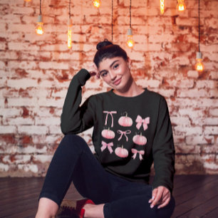 Sweatshirt Citrouilles d'Halloween Coquette rose