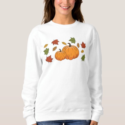 Sweatshirt Citrouilles Oranges Et Feuilles D'Automne (Devant)