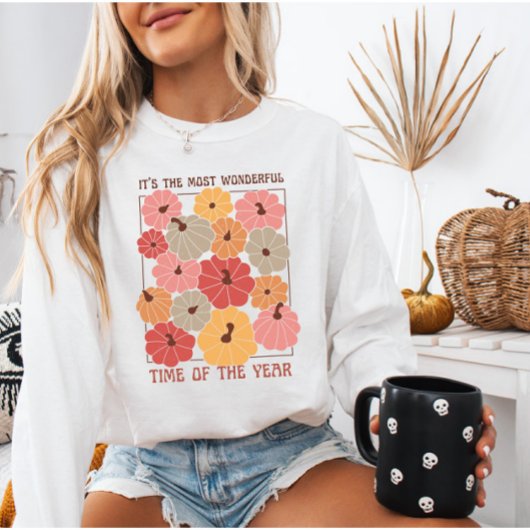 Sweatshirt Citrouilles retro Boho avec citation d'automne