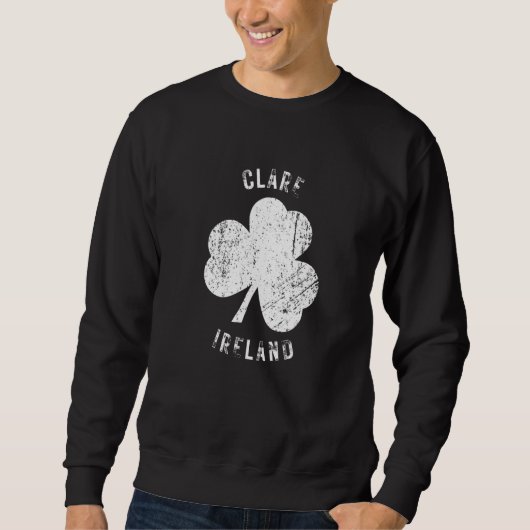 Sweatshirt Clare Ireland Vintage Shamrock Distressed Look   (Devant)