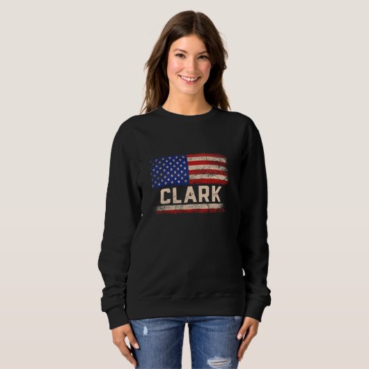 Sweatshirt Clark Nom de famille Shirt Clark Nom drapeau améri (Devant entier)