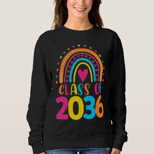 Sweatshirt Class of 2036 First Day School Kindergarten Rainbo (Devant)