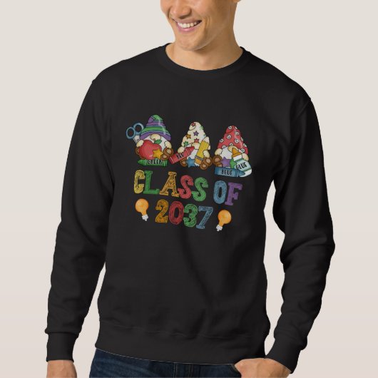 Sweatshirt Class Of 2037 Gnome Graduation Kindergarten First  (Devant)
