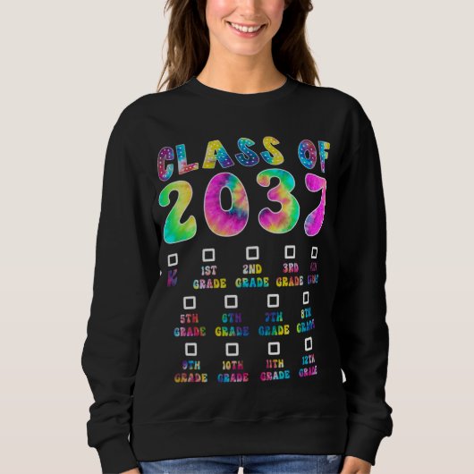 Sweatshirt Class Of 2037 Graduate Preschool Kindergarten Tie  (Devant)