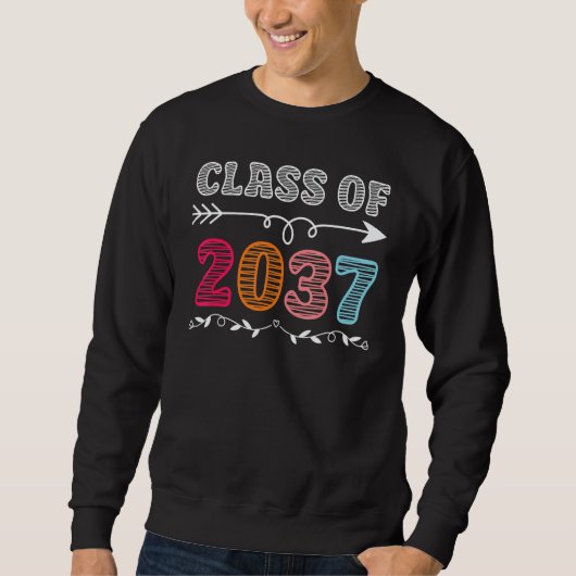 Sweatshirt Class of 2037 Grow With Me First Day of School Gra (Devant)