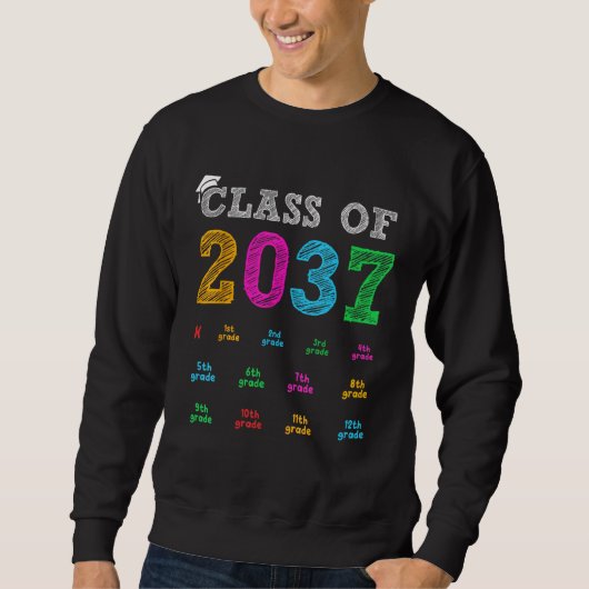 Sweatshirt Class Of 2037 Grow With Me Handprint Kindergarten (Devant)