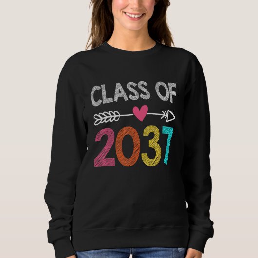 Sweatshirt Class Of 2037 Kindergarten Pre K Grow With Me Grad (Devant)
