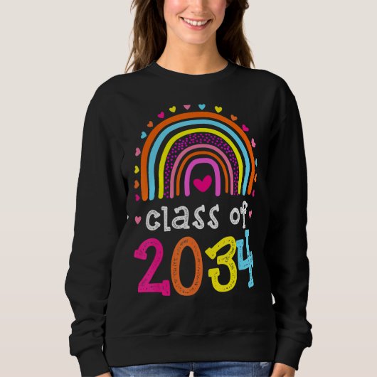 Sweatshirt Classe De 2034 Rainbow Pink Graduate Préscolaire T (Devant)