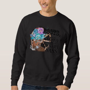 Sweatshirt Classe de démarrage Retro Floral Cowgirl Country S