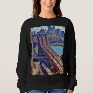 Sweatshirt Classique Skyline du pont de Brooklyn à New York