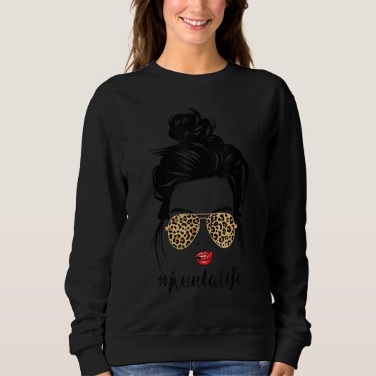 Sweatshirt Classy Aunta Life with Empreinte de léopard Shades (Devant)