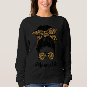 Sweatshirt Classy Nannie Life Messy Cheveux Bun Leopard Women