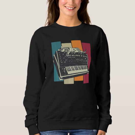 Sweatshirt Clavier de synthétiseur modulaire Synth Cat (Devant)