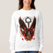 Sweatshirt Clé de fond en velours gothique avec ailes et lune (Devant)