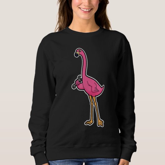 Sweatshirt Clé de mécanicien flamant rose (Devant)