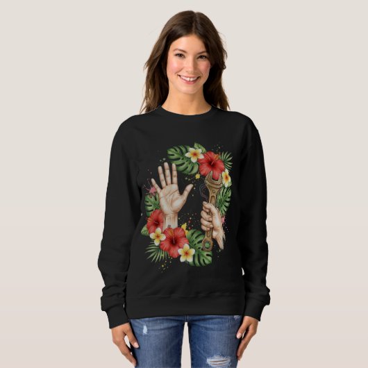 Sweatshirt Clé de Mécanique Tropicale & Graphique de Fleur d' (Devant entier)