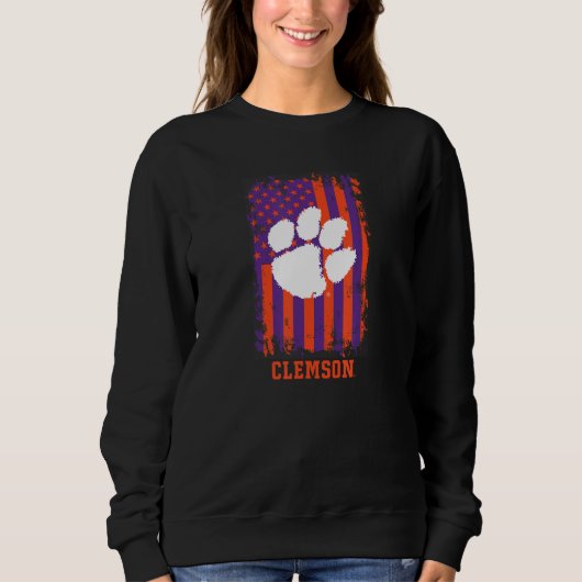 Sweatshirt Clemson Tigers Patriotic Retro American Flag (Devant)