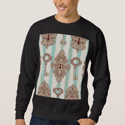 Sweatshirt Clés vintages, verrous : motif à main levée. (Devant)