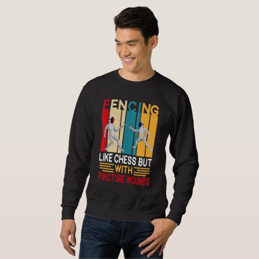 Sweatshirt Clôture comme fromage Définition Athlète Fencer Fe (Devant entier)