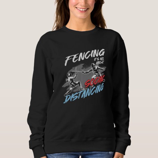 Sweatshirt Clôture Distances sociales Fencer Fence Masque Lon (Devant)