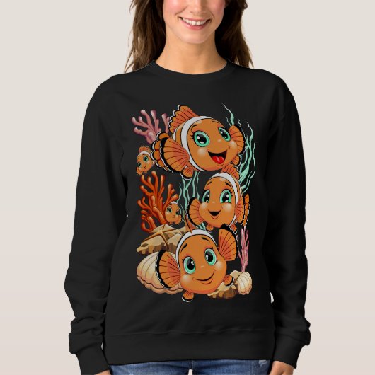 Sweatshirt Clown fish Cartoon cute Family Underwater (Devant)