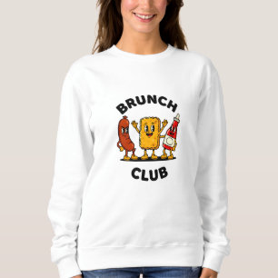 Sweatshirt Club Brunch Dessin Animé Rétro Nourriture Amusemen