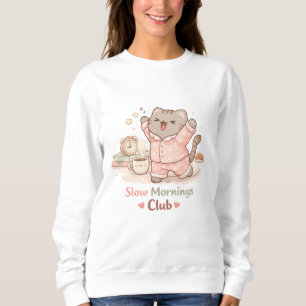 Sweatshirt Club du matin lent Hygge Mignon Kawaii Chat Chaton