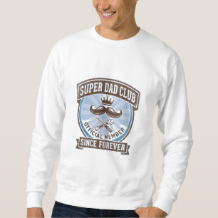 Sweatshirt Club Super Papa Emblème Moustache Bleue Vintage