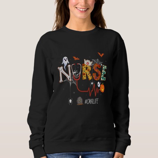 Sweatshirt Cma Nurse Stethoscope Pumpkin Nursing Hallowen Pat (Devant)